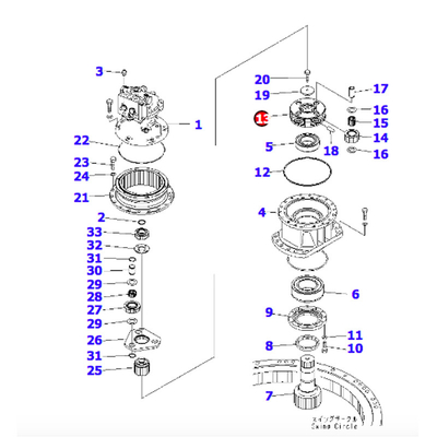 Pignon pc200-8 van graafwerktuigparts swing shaft 206-26-69111 Schachtspeld
